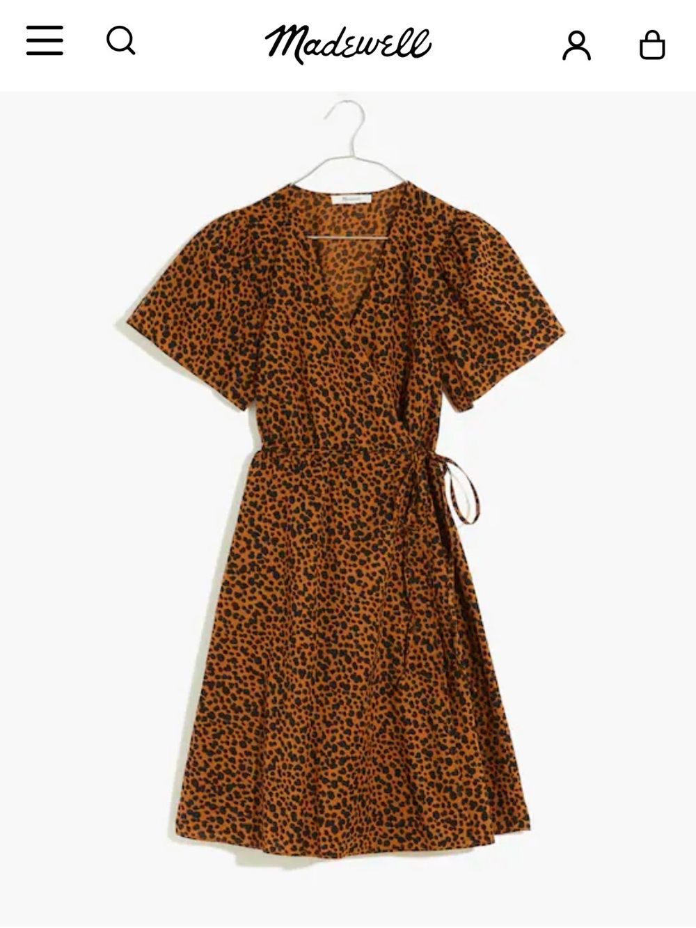 Madewell Black and Brown Leopard Wrap Mini Dress